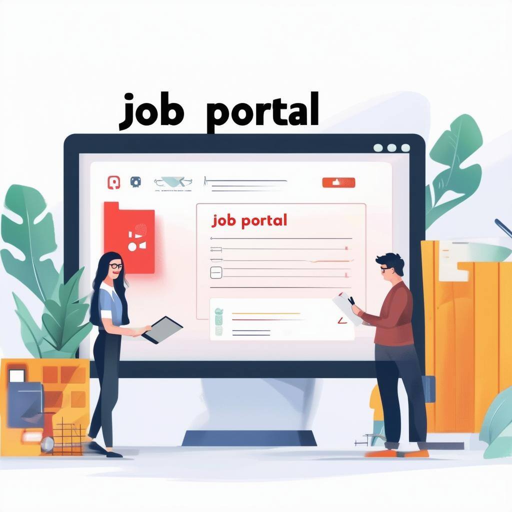 graphic of job portal with three men